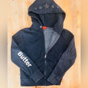 Girls Butter Hooded Zip-up Sweatshirt with Moon Sun Stars Appliqué Size Med 8/10